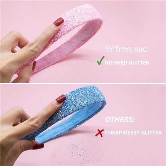 Girl glitter headband pink iridescent non slip kids hair accessory cute fit girl - Picture 4 of 7